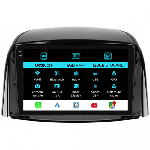 Navigatie Dedicata Renault Koleos (2008-2016), 9Inch, 6Gb Ram, 128Gb Stocare, Carplay