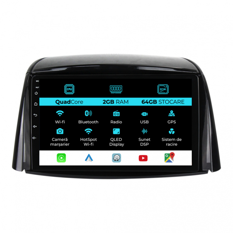 Navigatie Dedicata Renault Koleos (2008-2016), 9Inch, 2Gb Ram, 64Gb Stocare, Carplay