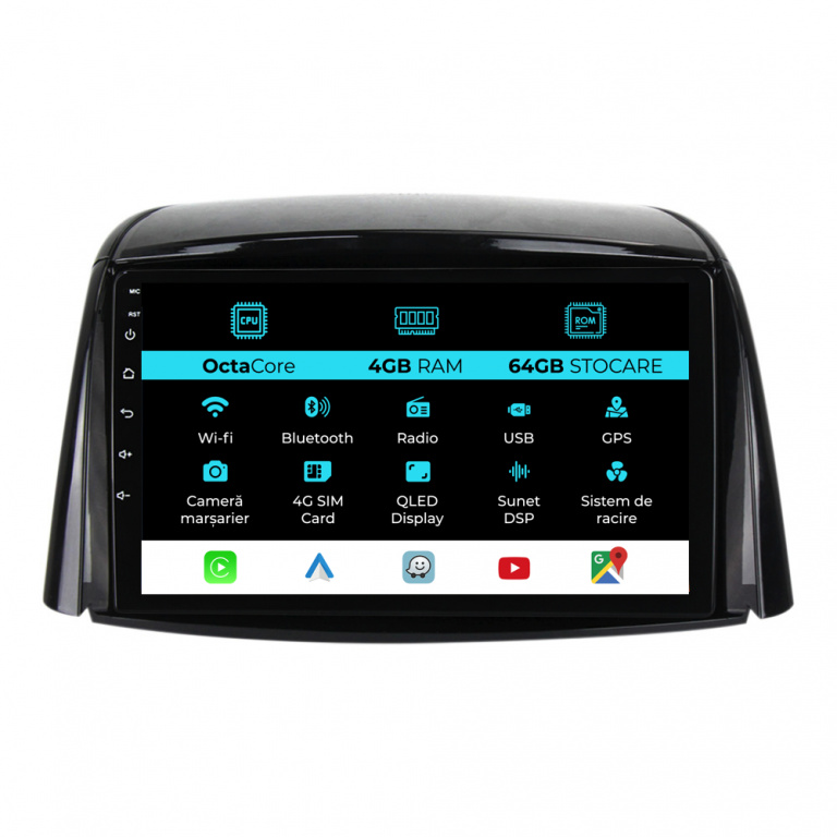 Navigatie Dedicata Renault Koleos (2008-2016), 9Inch, 4Gb Ram, 64Gb Stocare, Carplay