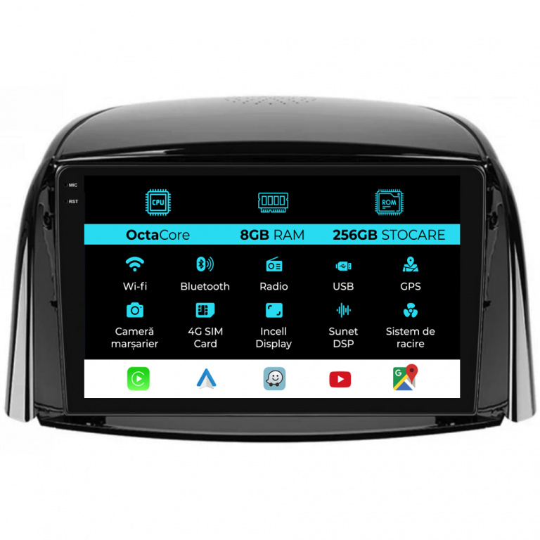Navigatie Dedicata Renault Koleos (2008-2016), 9Inch, 8Gb Ram, 256Gb Stocare, Carplay