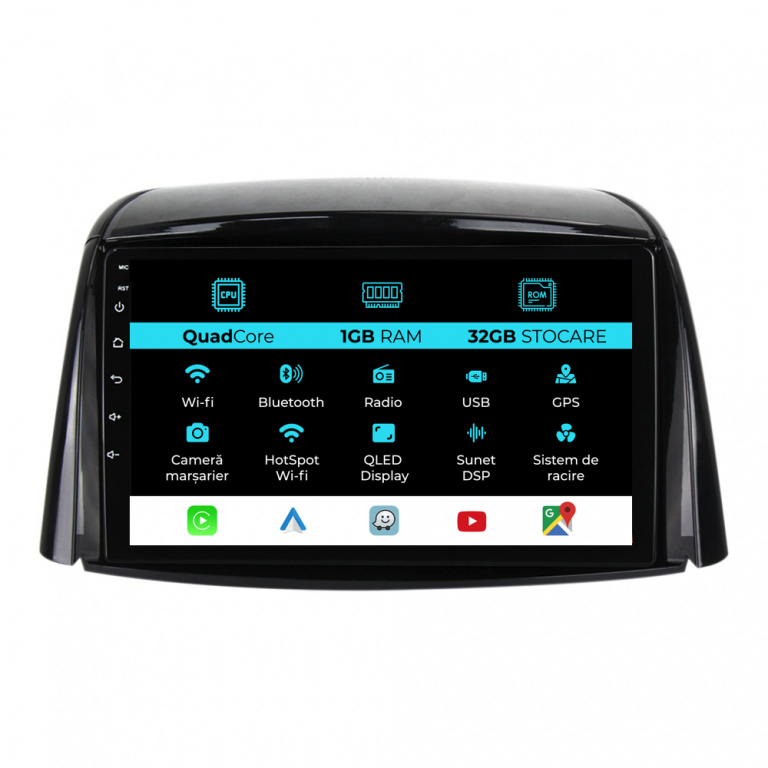 Navigatie Dedicata Renault Koleos (2008-2016), 9Inch,1Gb Ram, 32Gb Stocare, Carplay