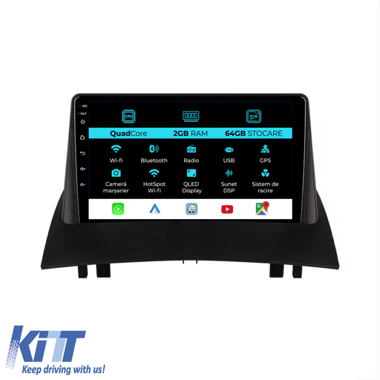 Navigatie Dedicata Renault Megane 2 (2002-2009), 9 Inch, 2Gb Ram, 64Gb stocare, Carplay NAVRN92MJJ