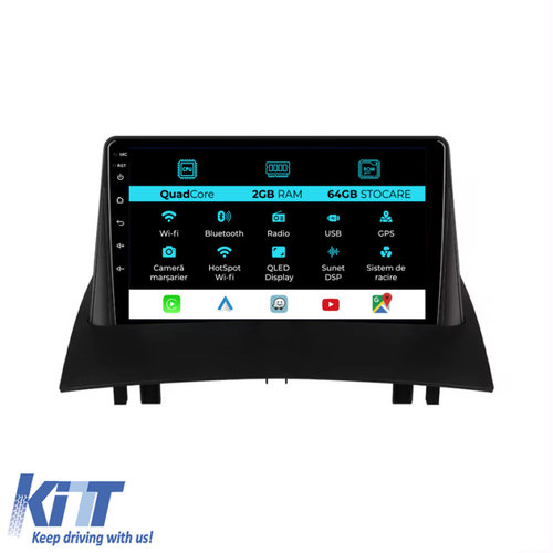 Navigatie Dedicata Renault Megane 2 (2002-2009), 9 Inch, 2Gb Ram, 64Gb stocare, Carplay NAVRN92MJJ