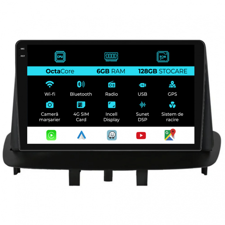 Navigatie Dedicata Renault Megane 3 (2008-2015), 9 Inch, 6Gb Ram, 128Gb stocare, CarPlay