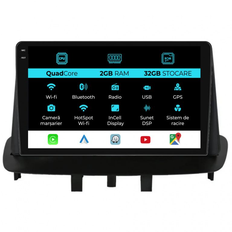 Navigatie Dedicata Renault Megane 3 (2008-2015), 9 Inch, 2Gb Ram, 32Gb stocare, CarPlay