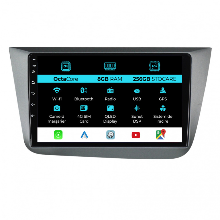 Navigatie Dedicata Seat Altea (2004 - 2015), 9 Inch, 8Gb Ram, 256Gb stocare, Carplay