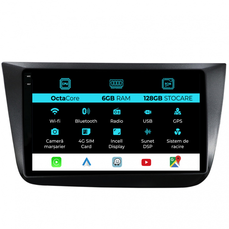 Navigatie Dedicata Seat Altea (2004-2015), 9 Inch, 6Gb Ram, 128Gb stocare, Carplay