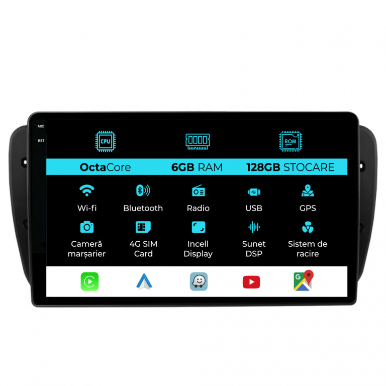 Navigatie Dedicata Seat Ibiza (2008-2016), 9Inch 6Gb Ram, 128Gb Stocare, Carplay