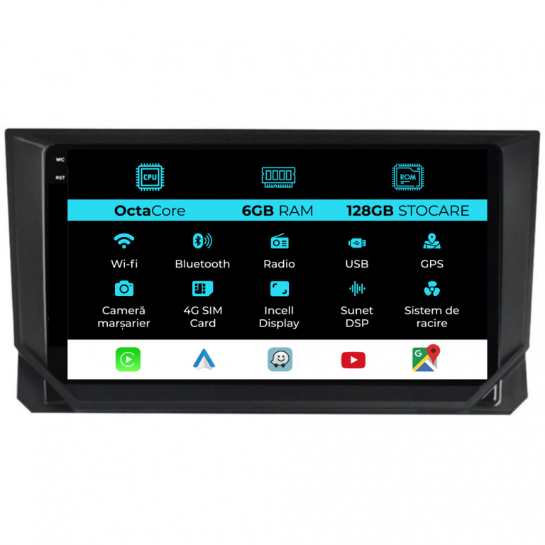 Navigatie Dedicata Seat Ibiza (2017 - 2025), 9Inch, 6Gb Ram, 128Gb Stocare, Carplay