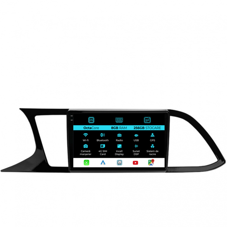 Navigatie Dedicata Seat Leon 3 (2013-2020), 9 Inch, 8Gb Ram, 256Gb stocare, Carplay