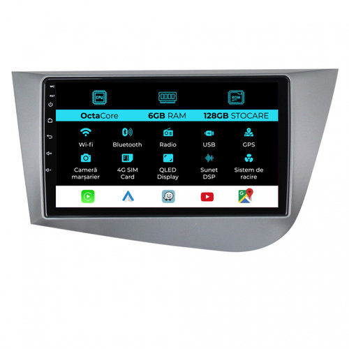 Navigatie Dedicata Seat Leon Mk2 (2005-2012), 9Inch, 6Gb Ram, 128Gb Stocare, Carplay