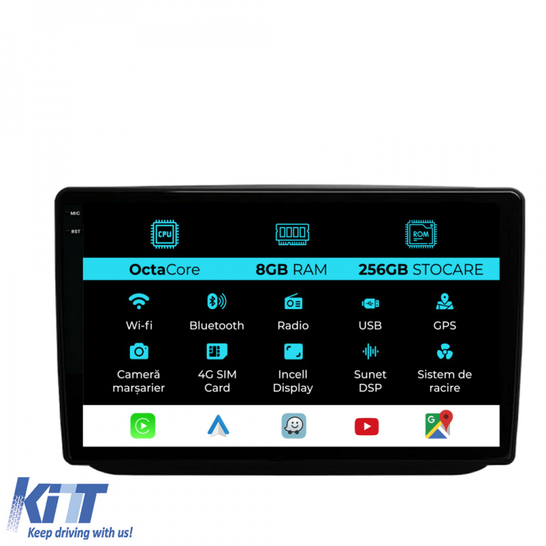 Navigatie Dedicata Skoda Fabia (2007-2014), 10Inch, 8Gb Ram, 256Gb Stocare, Carplay NAVSK108CGC