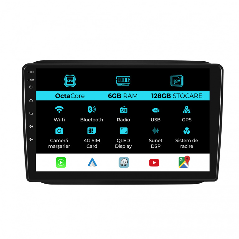 Navigatie Dedicata Skoda Fabia (2007-2014), 10Inch, 6Gb Ram, 128Gb Stocare, Carplay