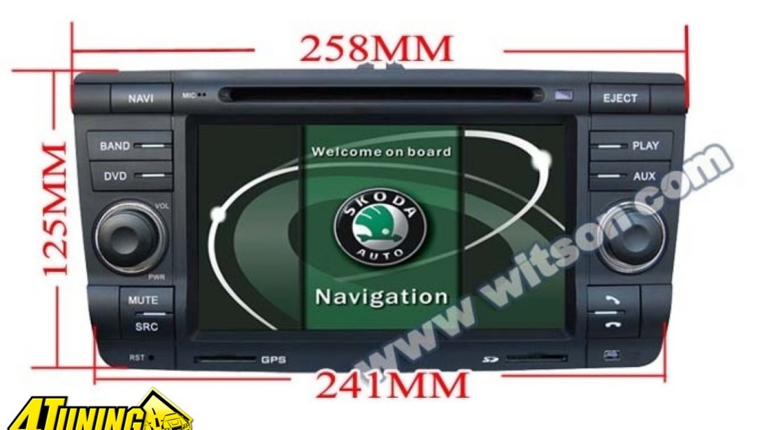 Navigatie Dedicata Skoda Octavia 2 Navd C005 PLATFORMA S100 PROCESOR DUAL CORE A8 1GHZ 512 DDR 2 INTERNET 3G WIFI DVD GPS TV DVR CARKIT PRELUARE AGENDA TELEFONICA MODEL 2014