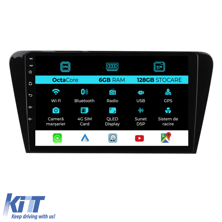 Navigatie Dedicata Skoda Octavia 3 (2013 - 2018) 10 Inch, 6Gb Ram, 128Gb stocare, Carplay NAVSK106XPI