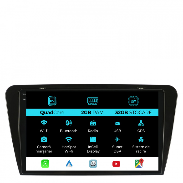 Navigatie Dedicata Skoda Octavia 3 (2013-2018), 10Inch, 2Gb Ram, 32Gb Stocare, Carplay