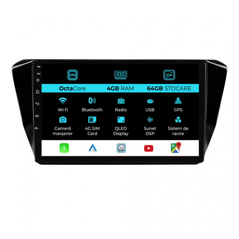 Navigatie Dedicata Skoda Superb 3 (2015-2019), 10Inch, 4Gb Ram, 64Gb Stocare, Carplay