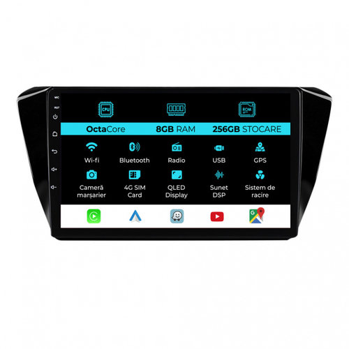 Navigatie Dedicata Skoda Superb 3 (2015-2019), 10Inch, 8Gb Ram, 256Gb Stocare, Carplay