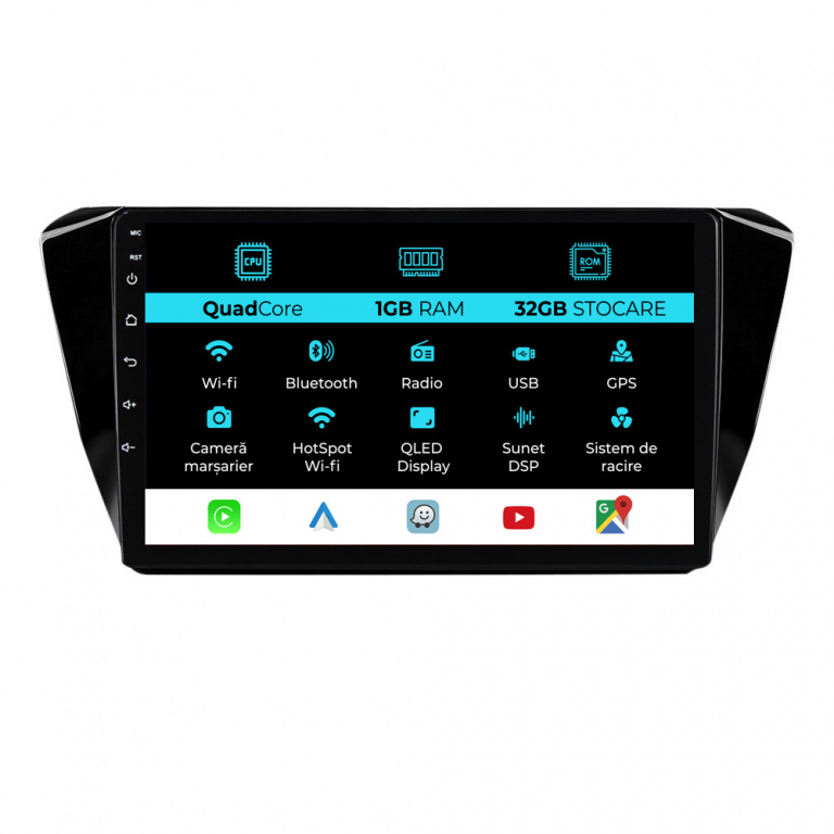 Navigatie Dedicata Skoda Superb 3 (2015-2019), 10Inch, 1Gb Ram, 32Gb Stocare, Carplay