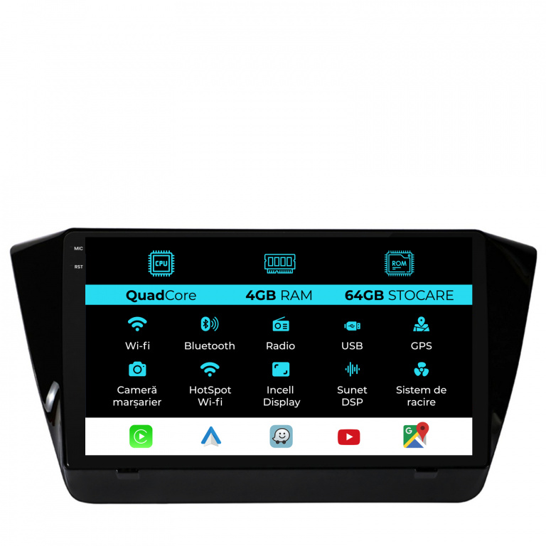 Navigatie Dedicata Skoda Superb 3 (2015-2019),QuadCore, 10Inch, 4Gb Ram, 64Gb Stocare, Carplay