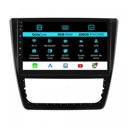 Navigatie Dedicata Skoda Yeti (2009-2017), 10Inch, 8Gb Ram, 256Gb Stocare, Carplay