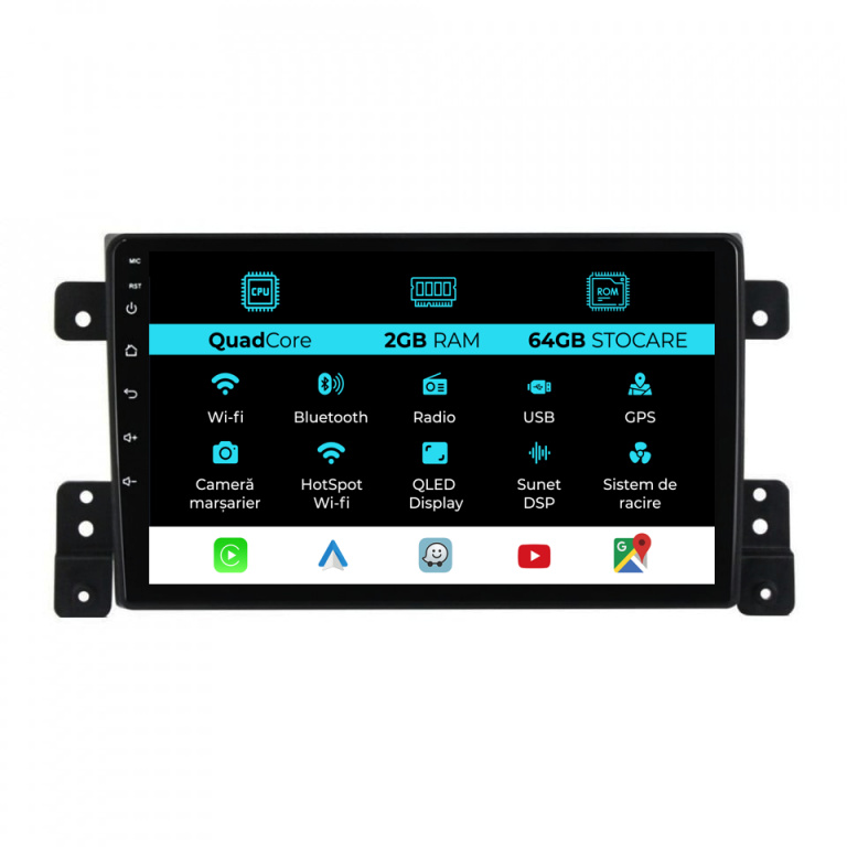 Navigatie Dedicata Suzuki Grand Vitara 3 (2005-2015), 9Inch, 2Gb Ram, 64Gb Stocare, Carplay