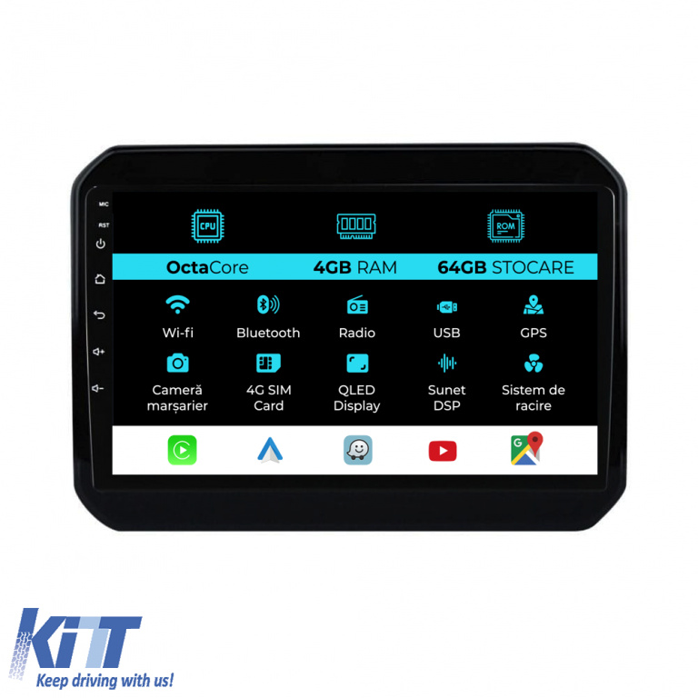 Navigatie Dedicata Suzuki Ignis (2016 - 2025), 9Inch, 4Gb Ram, 64Gb Stocare, Carplay NAVSZ94SGG