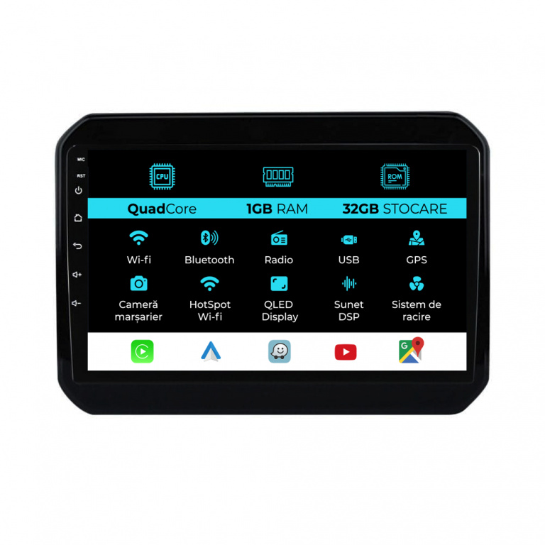Navigatie Dedicata Suzuki Ignis (2016 - 2025), 9Inch, 1Gb Ram, 32Gb Stocare, Carplay