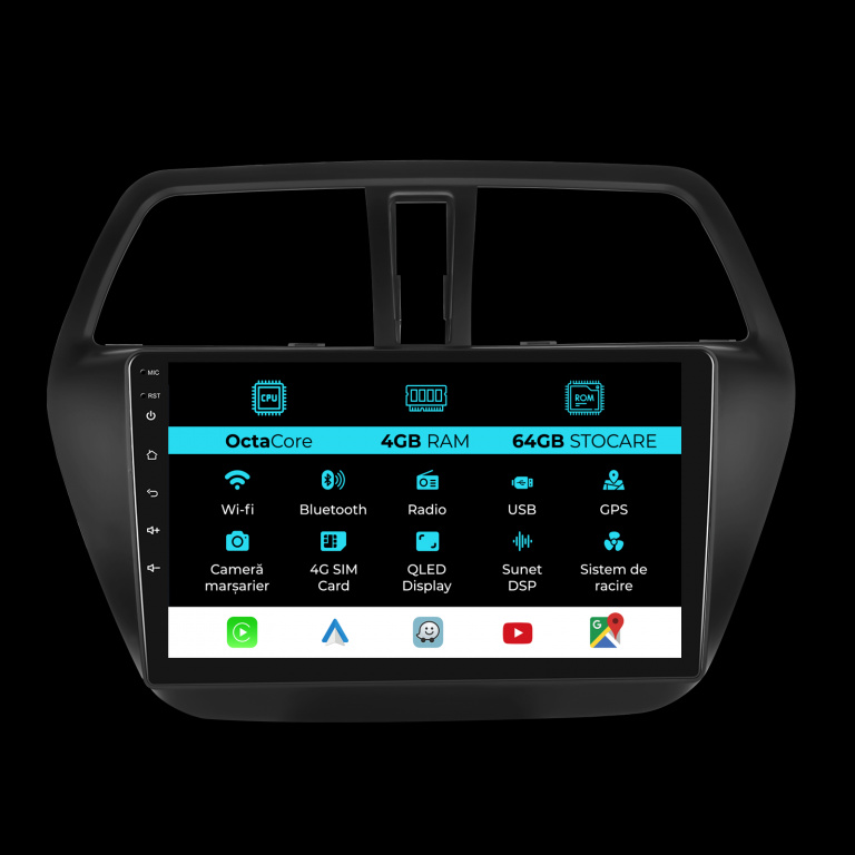 Navigatie Dedicata Suzuki S-Cross (2012-2016), 9Inch, 4Gb Ram, 64Gb Stocare, Carplay