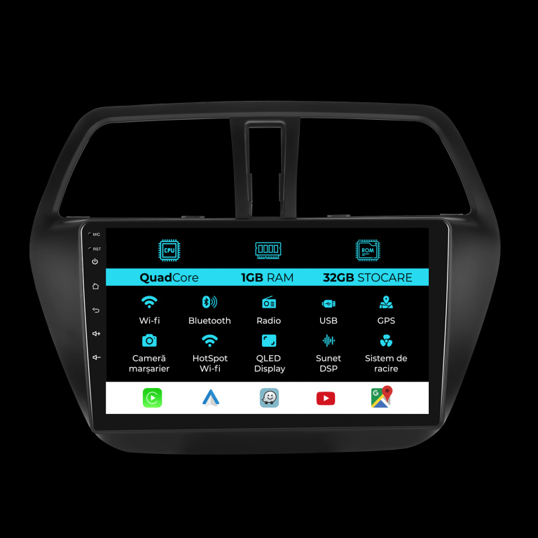 Navigatie Dedicata Suzuki S-Cross (2012-2016), 9Inch, 1Gb Ram, 32Gb Stocare, Carplay