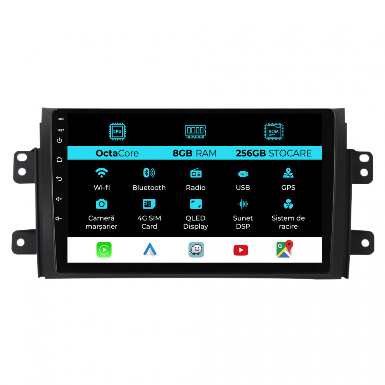 Navigatie Dedicata Suzuki SX4 (2006-2012), 9Inch 8Gb Ram, 256Gb Stocare, Carplay