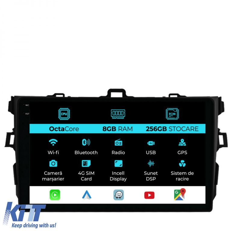 Navigatie Dedicata Toyota Corolla (2006-2013), 9Inch, 8Gb Ram, 256Gb Stocare, Carplay NAVTY98SFF