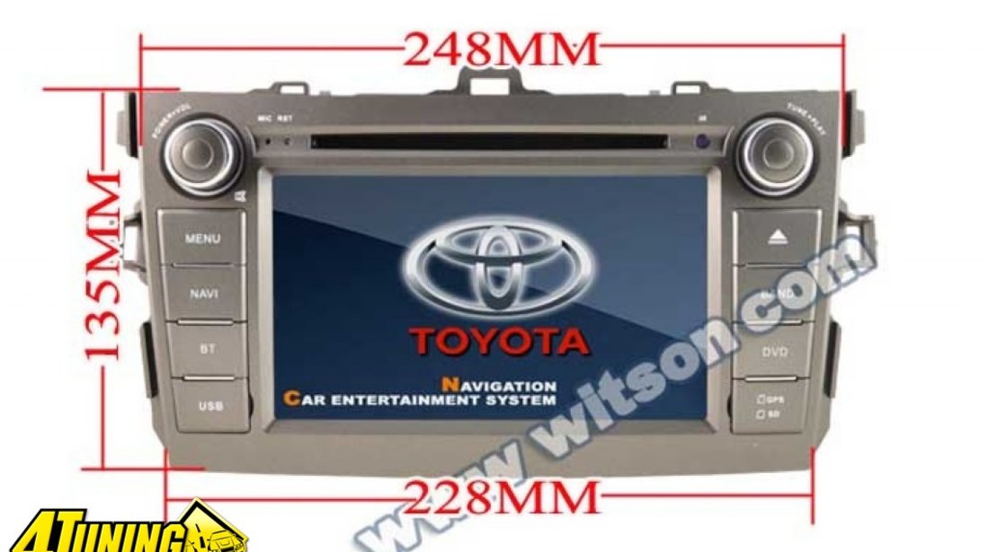 NAVIGATIE DEDICATA TOYOTA COROLLA 2007 - 2012 WITSON W2-D8124T PLATFORMA C36 DVD GPS CARKIT 3G USB