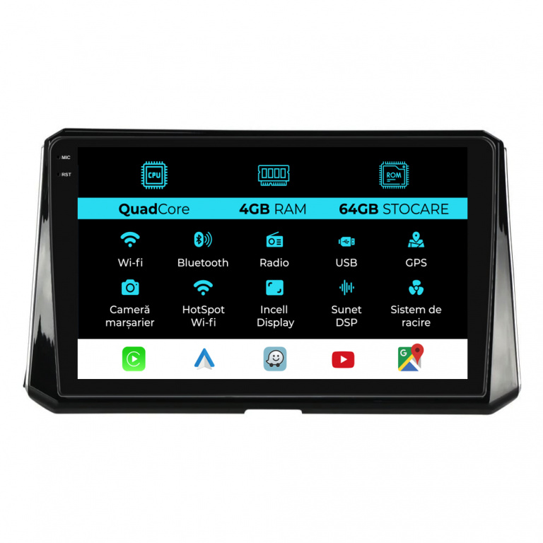 Navigatie Dedicata Toyota Corolla (2019-2025),QuadCore, 10Inch, 4Gb Ram, 64Gb Stocare, Carplay
