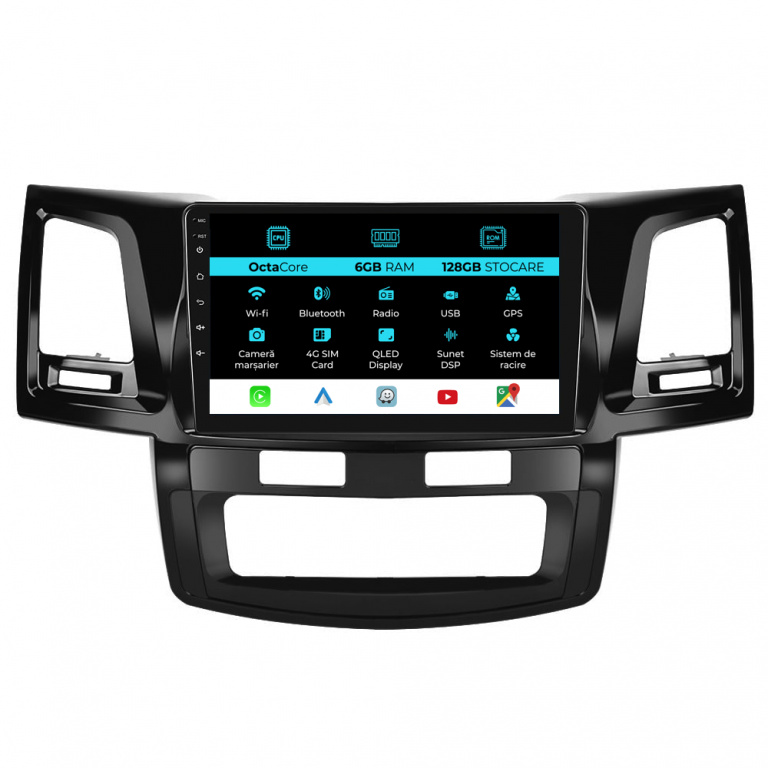 Navigatie Dedicata Toyota Hilux VII (2004 - 2015), 9Inch, 6Gb Ram, 128Gb Stocare, Carplay
