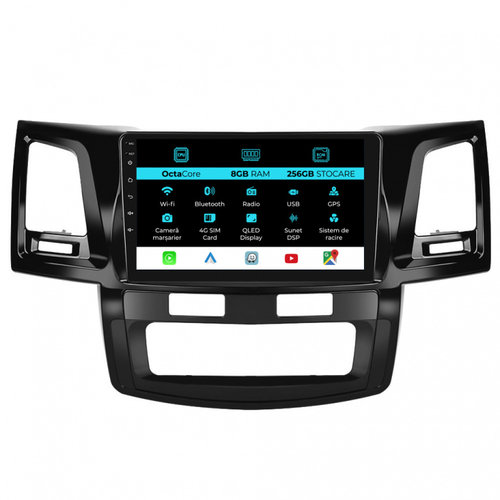 Navigatie Dedicata Toyota Hilux VII (2004 - 2015), 9Inch, 8Gb Ram, 256Gb Stocare, Carplay