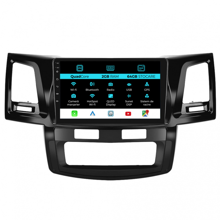 Navigatie Dedicata Toyota Hilux VII (2004 - 2015), 9Inch, 2Gb Ram, 64Gb Stocare, Carplay