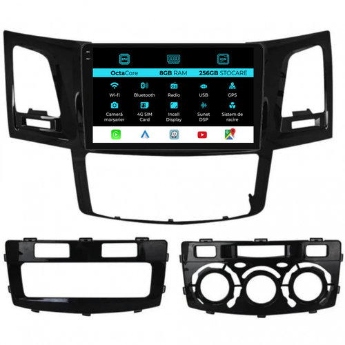 Navigatie Dedicata Toyota Hilux VII (2004-2015), 9Inch, 8Gb Ram, 256Gb Stocare, Carplay