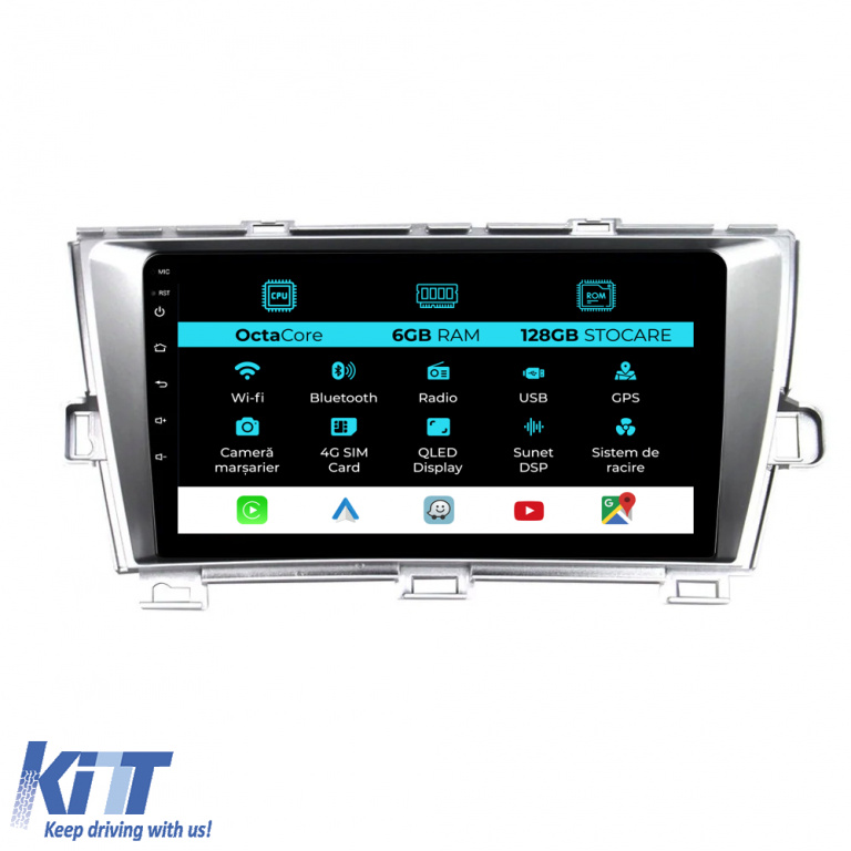 Navigatie Dedicata Toyota Prius W3 (2009 - 2015), 9Inch, 6Gb Ram, 128Gb Stocare, Carplay NAVTY96MYJ