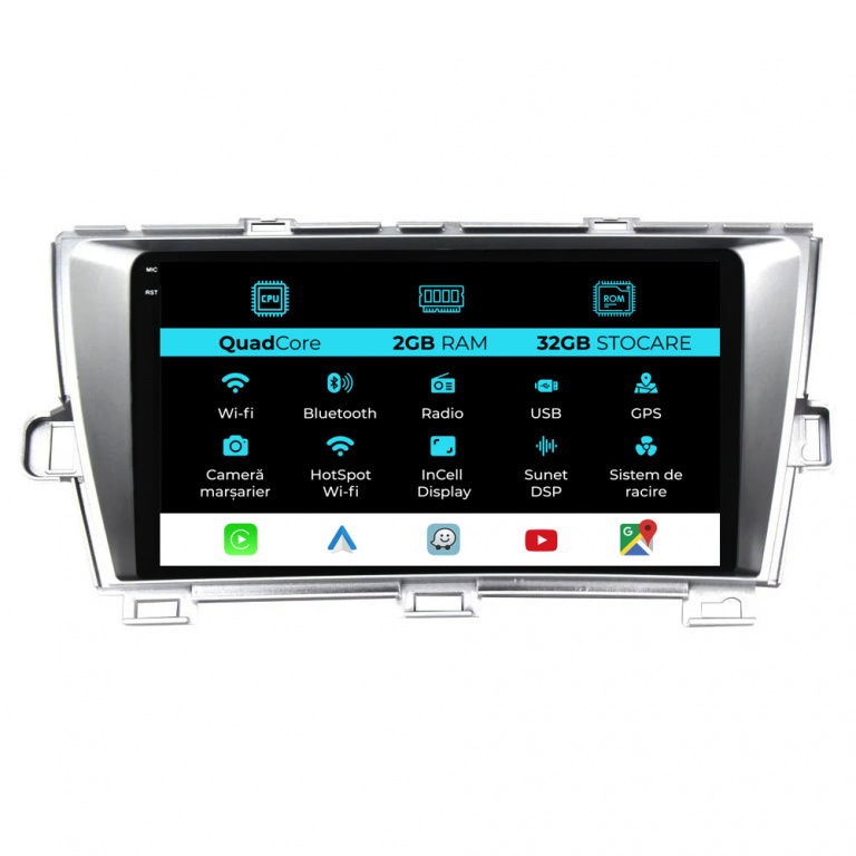 Navigatie Dedicata Toyota Prius W3 (2009-2015), 9Inch, 2Gb Ram, 32Gb Stocare, Carplay