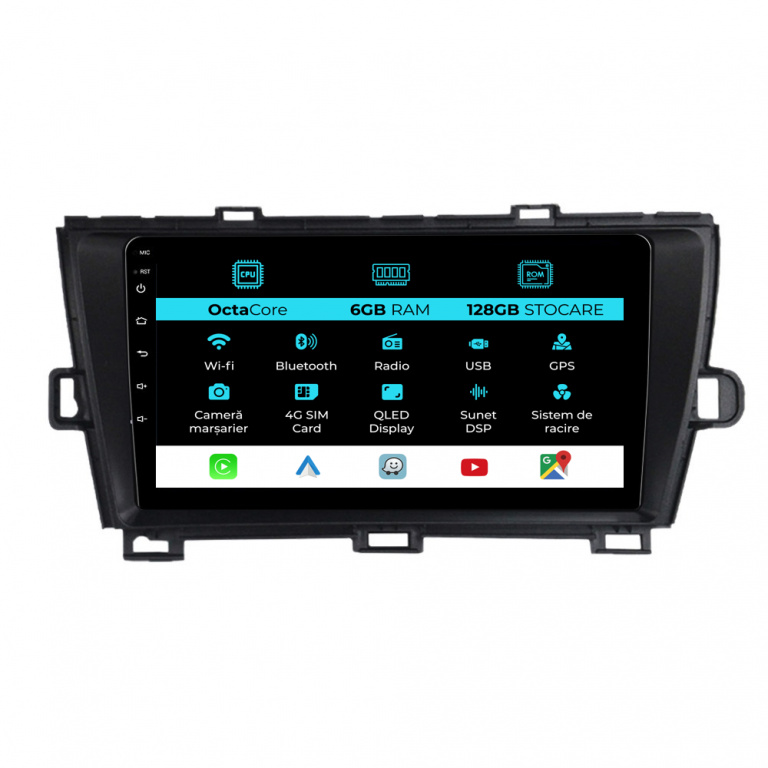 Navigatie Dedicata Toyota Prius W3 (2009 - 2015), 9Inch, 6Gb Ram, 128Gb Stocare, Carplay