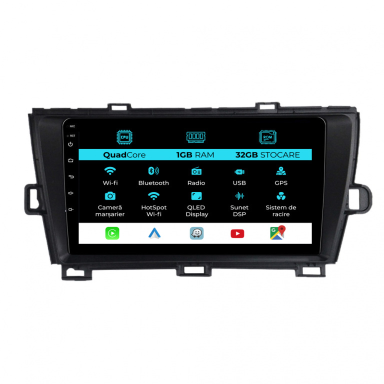 Navigatie Dedicata Toyota Prius W3 (2009 - 2015), 9Inch, 1Gb Ram, 32Gb Stocare, Carplay
