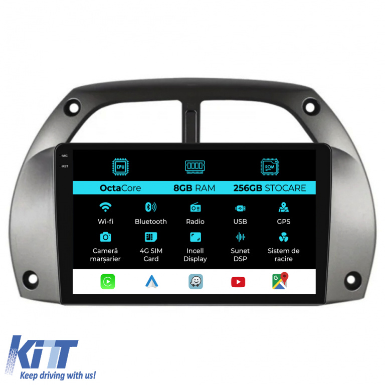 Navigatie Dedicata Toyota Rav 4 (2000-2005), 9Inch, 8Gb Ram, 256Gb Stocare, Carplay NAVTY98BWB