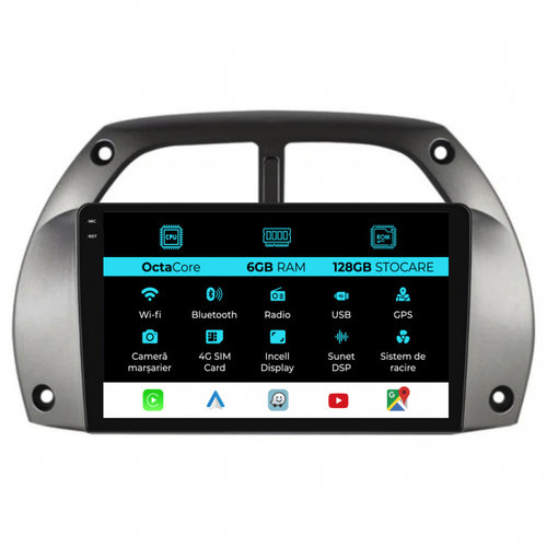 Navigatie Dedicata Toyota Rav 4 (2000-2005), 9Inch, 6Gb Ram, 128Gb Stocare, Carplay