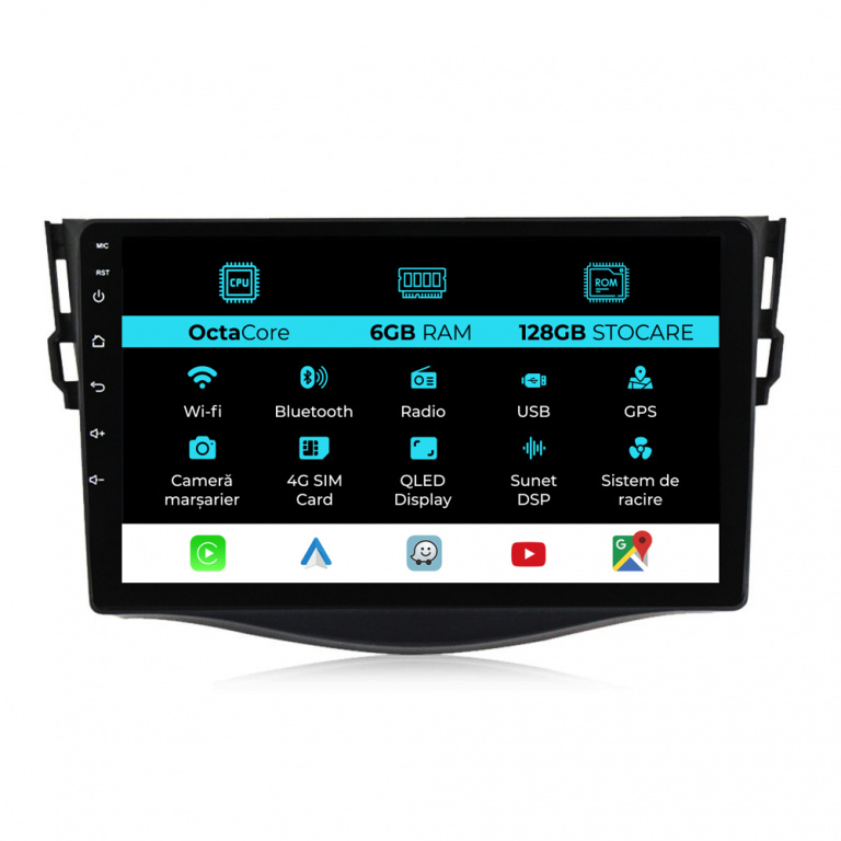 Navigatie Dedicata Toyota Rav 4 (2006-2013), 9Inch, 6Gb Ram, 128Gb Stocare, Carplay