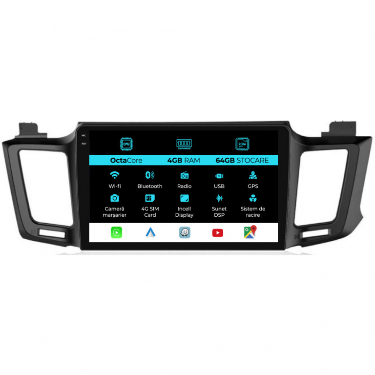 Navigatie Dedicata Toyota Rav 4 (2012-2018), 10 Inch, 4Gb Ram, 64Gb Stocare, Carplay