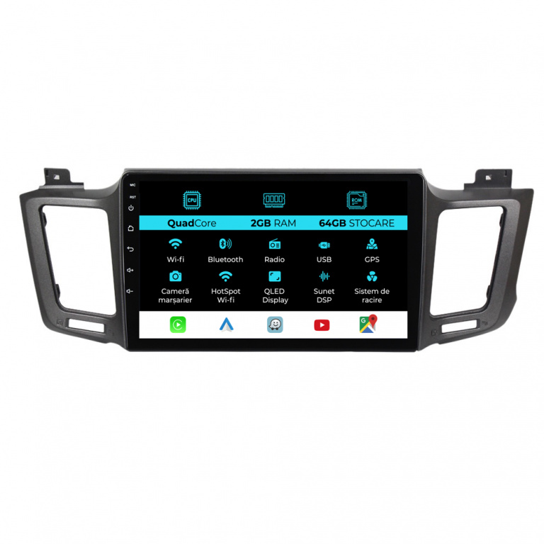 Navigatie Dedicata Toyota Rav 4 (2012-2018), 10 Inch, 2Gb Ram, 64Gb Stocare, Carplay