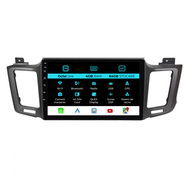 Navigatie Dedicata Toyota Rav 4 (2012-2018), 10 Inch, 4Gb Ram, 64Gb Stocare, Carplay