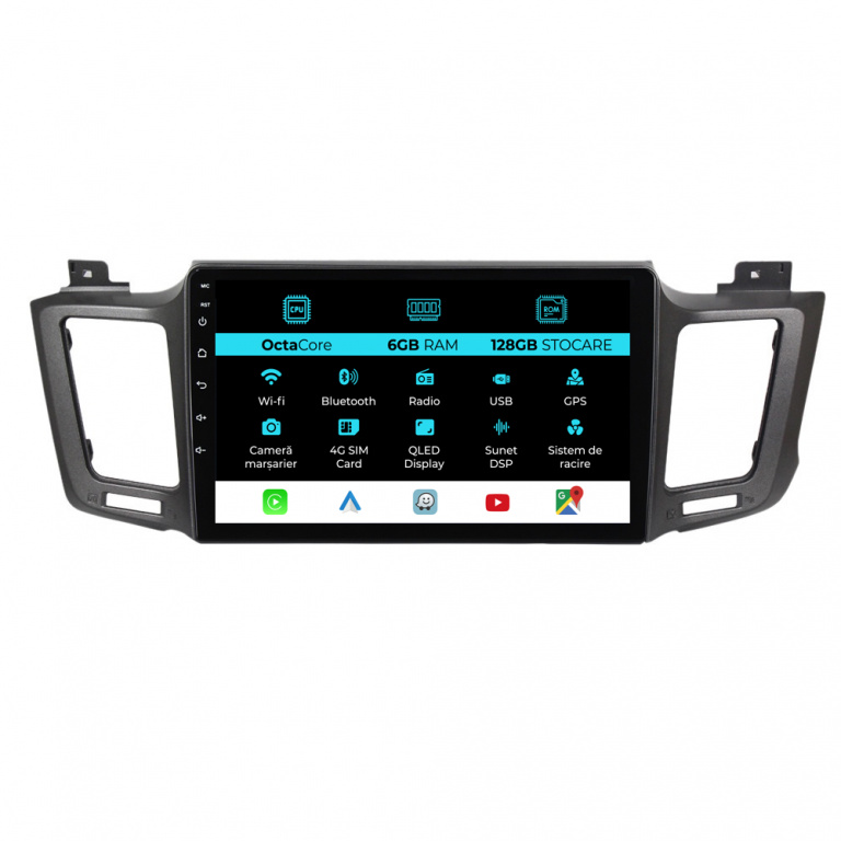 Navigatie Dedicata Toyota Rav 4 (2012-2018), 10 Inch, 6Gb Ram, 128Gb Stocare, Carplay