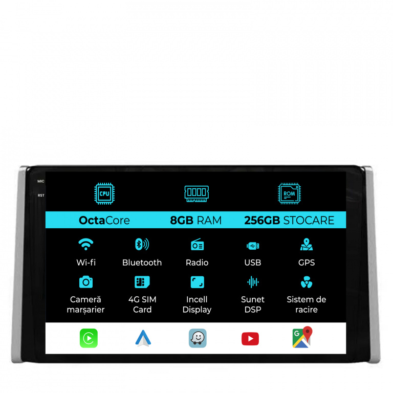 Navigatie Dedicata Toyota Rav 4 (2018-2024), 9Inch, 8Gb Ram, 256Gb Stocare, Carplay